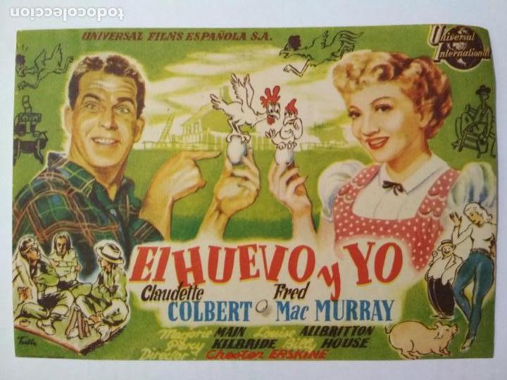 Folhetos de m&atilde;o de filmes antigos de cinema: FOLLETO DE CINE, EL HUEVO Y YO CON CLAUDETTE COLBERT, ORIGINAL, SIN PUBLICIDAD