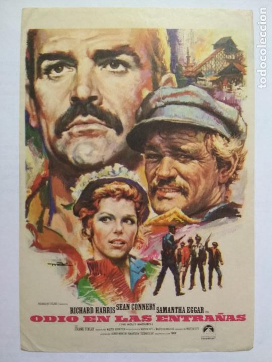 Folhetos de m&atilde;o de filmes antigos de cinema: FOLLETO DE CINE, ODIO EN LAS ENTRA&Ntilde;AS CON SEAN CONNERY, ORIGINAL, SIN PUBLICIDAD