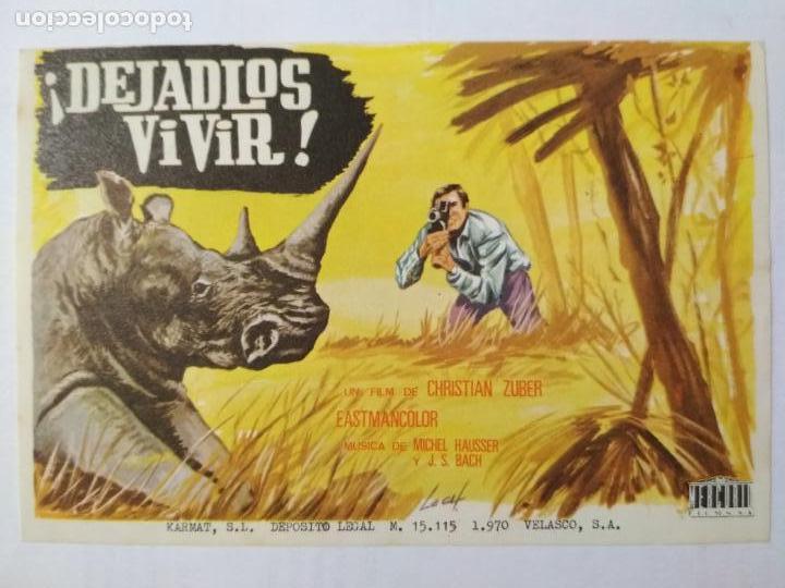 Folhetos de m&atilde;o de filmes antigos de cinema: FOLLETO DE CINE, DEJADLOS VIVIR, ORIGINAL, SIN PUBLICIDAD