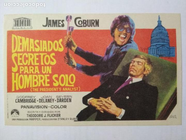 Folhetos de m&atilde;o de filmes antigos de cinema: FOLLETO DE CINE, DEMASIADOS SECRETOS PARA UN HOMBRE SOLO CON JAMES COBURN, ORIGINAL, SIN PUBLICIDAD