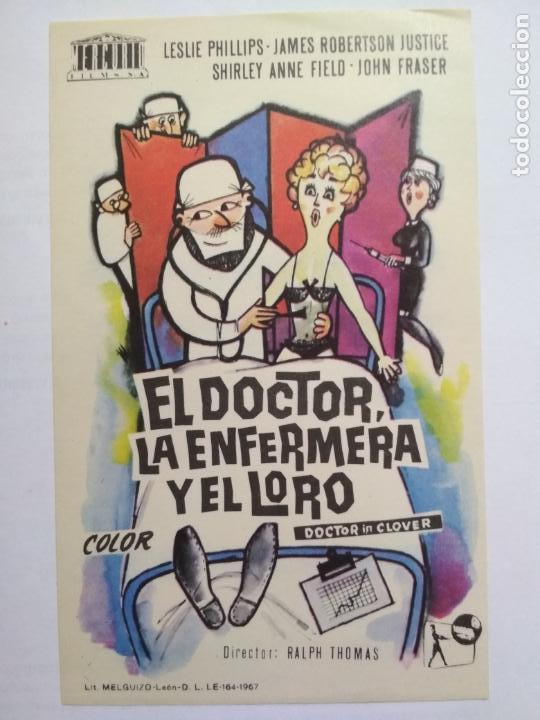 Folhetos de m&atilde;o de filmes antigos de cinema: FOLLETO DE CINE, EL DOCTOR, LA ENFERMERA Y EL LORO CON LESLIE PHILLIPS, ORIGINAL, SIN PUBLICIDAD