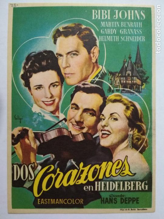 Folhetos de m&atilde;o de filmes antigos de cinema: FOLLETO DE CINE, DOS CORAZONES EN HEIDELBERG CON BIBI JOHNS, ORIGINAL, SIN PUBLICIDAD
