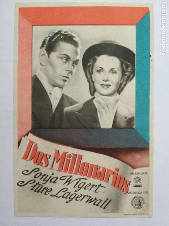 Folhetos de m&atilde;o de filmes antigos de cinema: FOLLETO DE CINE, DOS MILLONARIOS CON SONJA WIGERT, ORIGINAL, SIN PUBLICIDAD