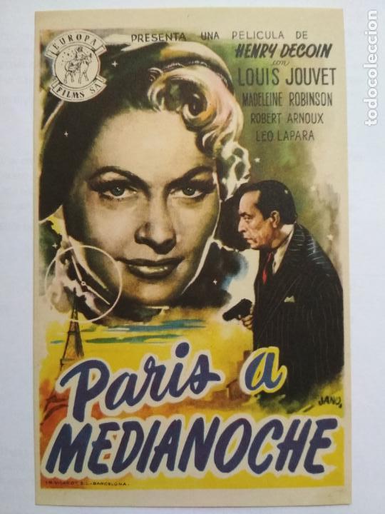 Folhetos de m&atilde;o de filmes antigos de cinema: FOLLETO DE CINE, PARIS A MEDIANOCHE CON LOUIS JOUVET, ORIGINAL, SIN PUBLICIDAD
