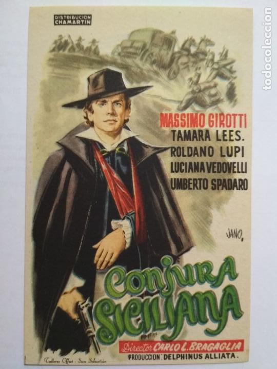 Folhetos de m&atilde;o de filmes antigos de cinema: FOLLETO DE CINE, CONJURA SICILIANA CON MASSIMO GIROTTI, ORIGINAL, SIN PUBLICIDAD
