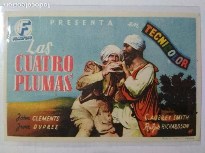 Folhetos de m&atilde;o de filmes antigos de cinema: FOLLETO DE CINE, LAS CUATRO PLUMAS, ORIGINAL, SIN PUBLICIDAD
