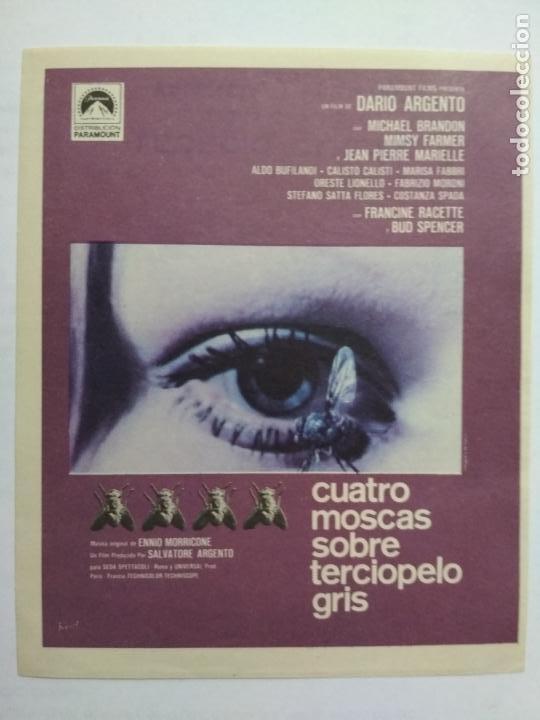 Folhetos de m&atilde;o de filmes antigos de cinema: FOLLETO DE CINE, CUATRO MOSCAS SOBRE TERCIOPELO GRIS, ORIGINAL, SIN PUBLICIDAD