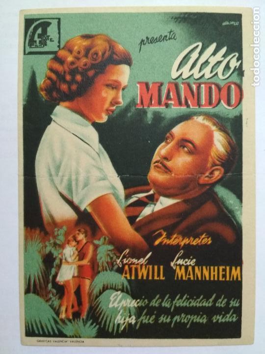 Folhetos de m&atilde;o de filmes antigos de cinema: FOLLETO DE CINE, ALTO MANDO, ORIGINAL SIN PUBLICIDAD