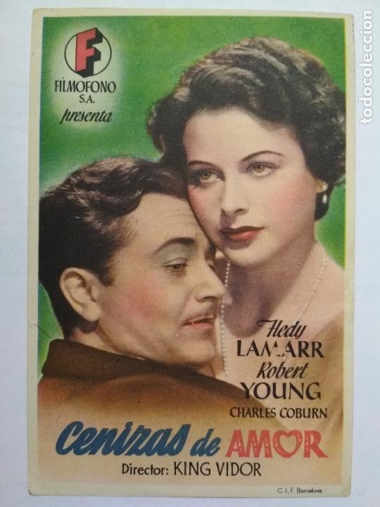 Folhetos de m&atilde;o de filmes antigos de cinema: FOLLETO DE CINE, CENIZAS DE AMOR, ORIGINAL SIN PUBLICIDAD