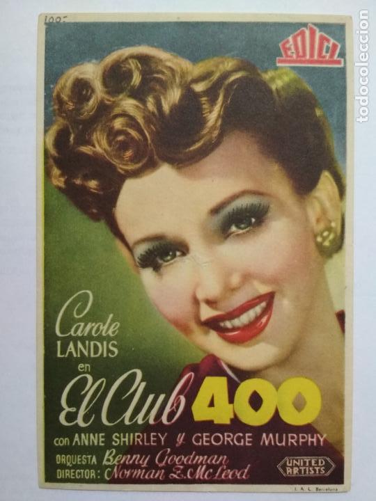 Folhetos de m&atilde;o de filmes antigos de cinema: FOLLETO DE CINE, EL CLUB 400, ORIGINAL SIN PUBLICIDAD