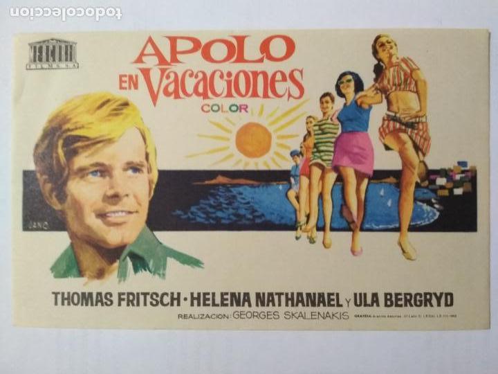 Folhetos de m&atilde;o de filmes antigos de cinema: FOLLETO DE CINE, APOLO EN VACACIONES, ORIGINAL SIN PUBLICIDAD