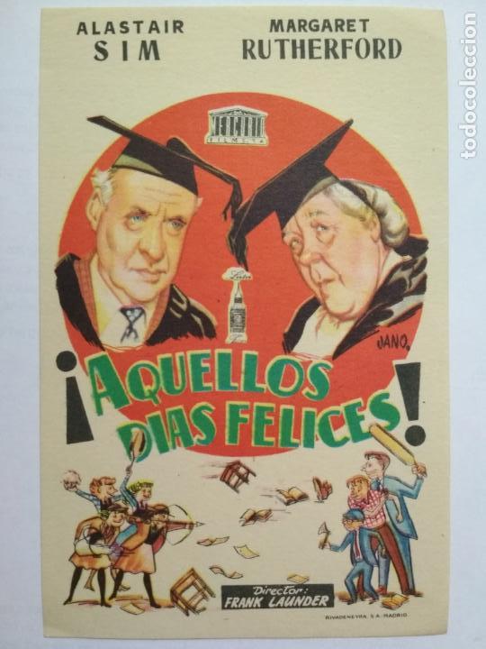 Folhetos de m&atilde;o de filmes antigos de cinema: FOLLETO DE CINE, AQUELLOS DIAS FELICES, ORIGINAL SIN PUBLICIDAD