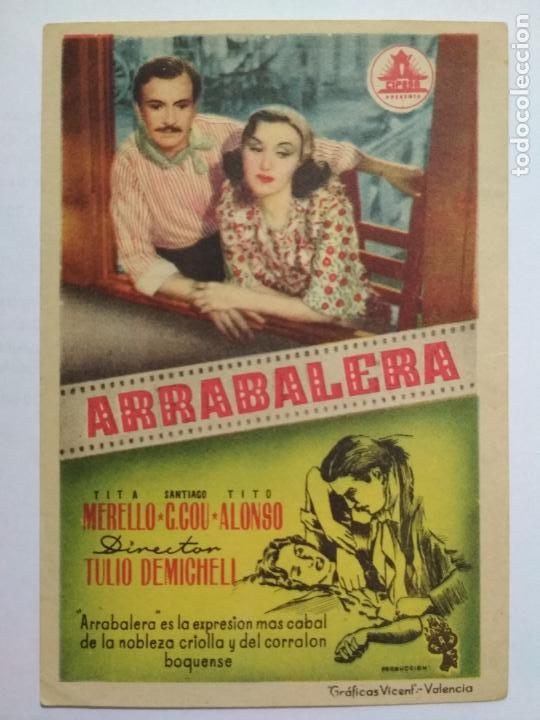 Folhetos de m&atilde;o de filmes antigos de cinema: FOLLETO DE CINE, ARRABALERA, ORIGINAL SIN PUBLICIDAD