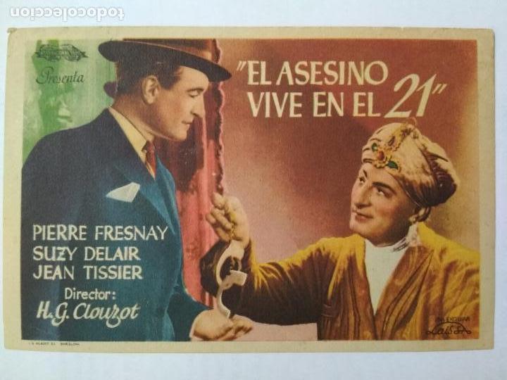 Folhetos de m&atilde;o de filmes antigos de cinema: FOLLETO DE CINE, EL ASESINO VIVE EN EL 21, ORIGINAL SIN PUBLICIDAD