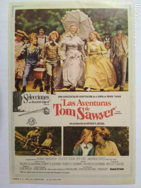 Folhetos de m&atilde;o de filmes antigos de cinema: FOLLETO DE CINE, LAS AVENTURAS DE TOM SAWYER, ORIGINAL, ORIGINAL, SIN PUBLICIDAD