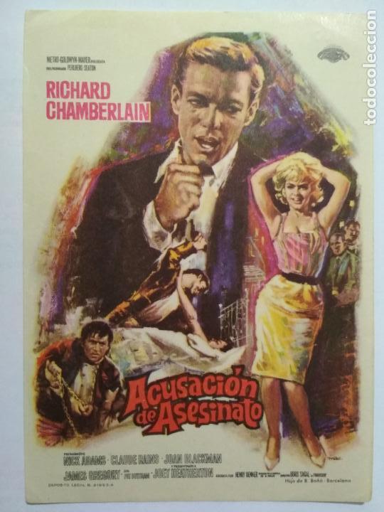 Folhetos de m&atilde;o de filmes antigos de cinema: FOLLETO DE CINE, ACUSACION DE ASESINATO, ORIGINAL, SIN PUBLICIDAD