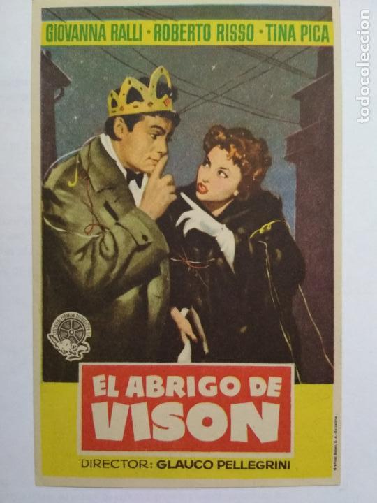 Folhetos de m&atilde;o de filmes antigos de cinema: FOLLETO DE CINE, EL ABRIGO DE VISON, ORIGINAL, SIN PUBLICIDAD