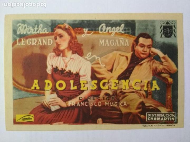 Folhetos de m&atilde;o de filmes antigos de cinema: FOLLETO DE CINE, ADOLESCENCIA, ORIGINAL, SIN PUBLICIDAD