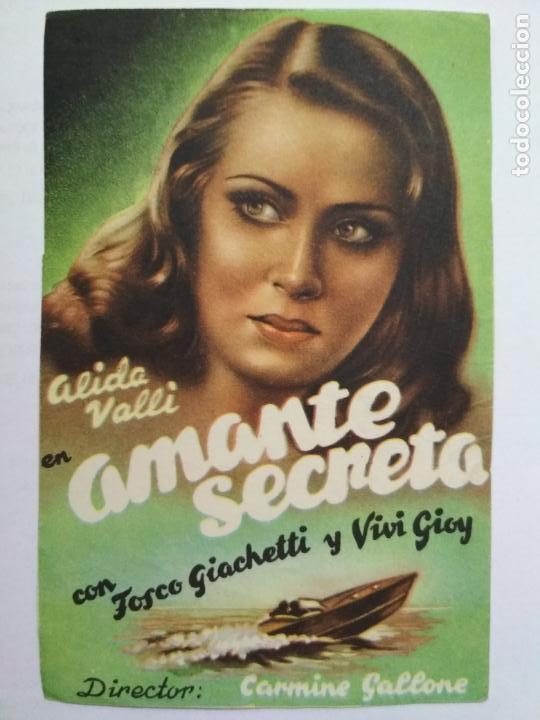 Folhetos de m&atilde;o de filmes antigos de cinema: FOLLETO DE CINE, AMANTE SECRETA, ORIGINAL, SIN PUBLICIDAD