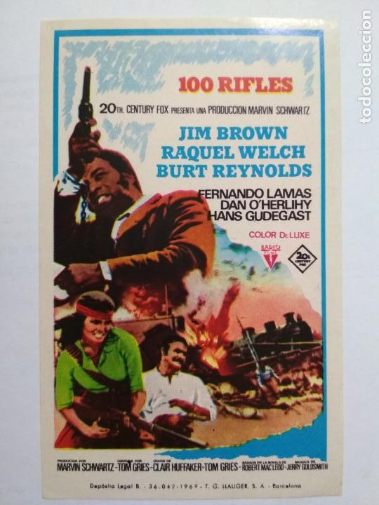 Folhetos de m&atilde;o de filmes antigos de cinema: FOLLETO DE CINE, 100 RIFLES, ORIGINAL, SIN PUBLICIDAD