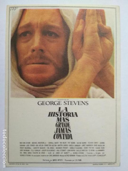 Folhetos de m&atilde;o de filmes antigos de cinema: FOLLETO DE CINE, LA HISTORIA MAS GRANDE JAMAS CONTADA, ORIGINAL, SIN PUBLICIDAD