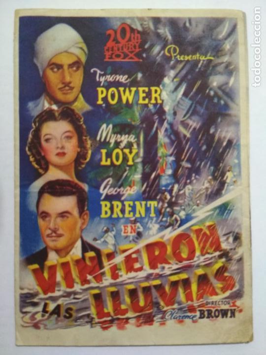 Kino: FOLLETO DE CINE DOBLE, VINIERON LAS LLUVIAS, ORIGINAL, SIN PUBLICIDAD
