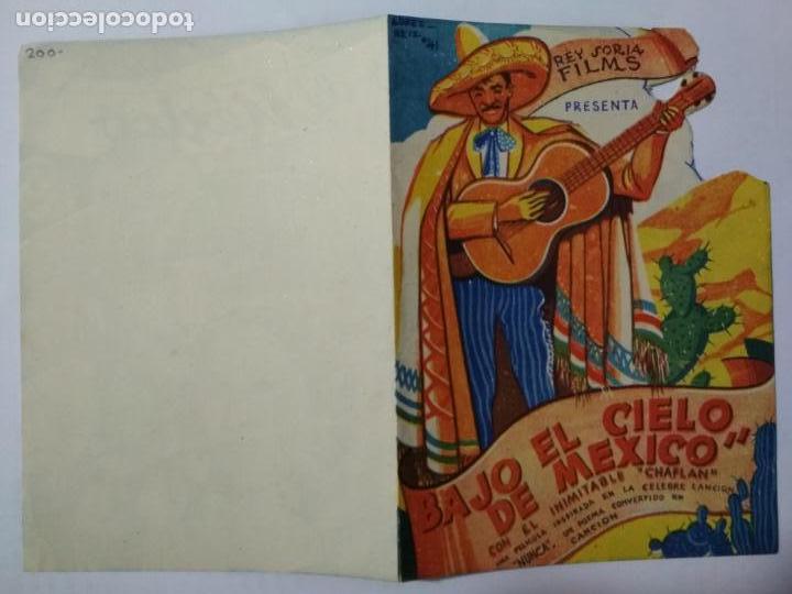 Kino: FOLLETO DE CINE DOBLE, BAJO EL CIELO DE MAXICO, ORIGINAL, SIN PUBLICIDAD