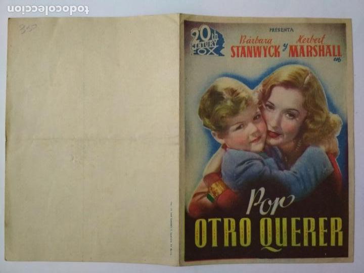 Kino: FOLLETO DE CINE DOBLE, POR OTRO QUERER, ORIGINAL, SIN PUBLICIDAD