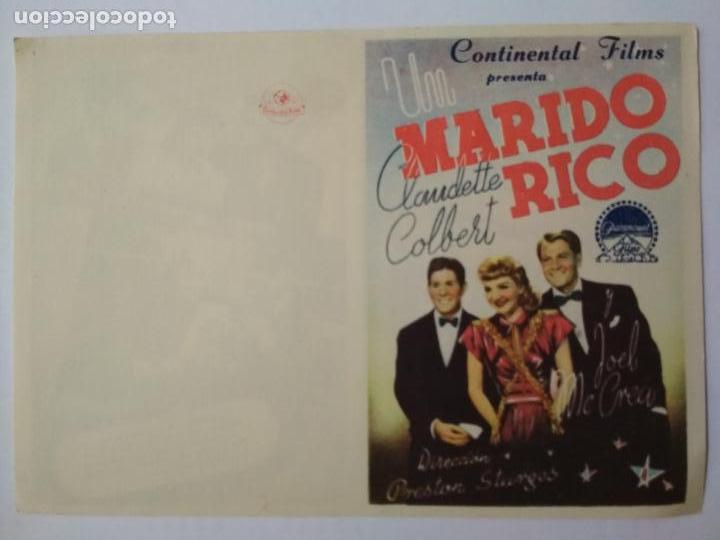  Flyers Publicitaires de films Anciens: FOLLETO DE CINE DOBLE, MARIDO RICO, ORIGINAL, SIN PUBLICIDAD