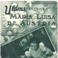 Cine: PTEB 020 MARIA LUISA DE AUSTRIA PROGRAMA DOBLE U FILMS WILLI FORST PAULA WESSELY