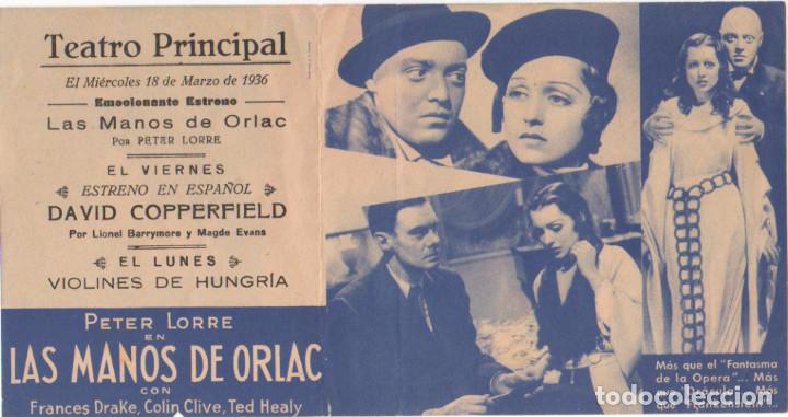 Cine: LAS MANOS DE ORLAC. PETER LORRE. PROGRAMA DOBLE 1936 - Foto 4