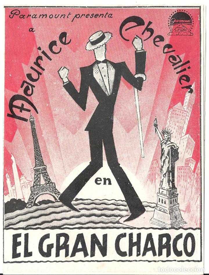 Cine: PTCC 022 EL GRAN CHARCO PROGRAMA DOBLE PARAMOUNT MAURICE CHEVALIER CLAUDETTE COLBERT a - Foto 1