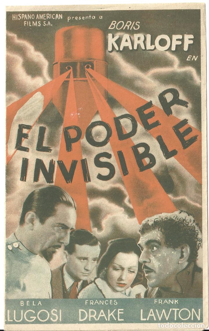 Cine: PTCC 022 EL PODER INVISIBLE PROGRAMA DOBLE ORIGINAL BORIS KARLOFF BELA LUGOSI FRANCES DRAKE - Foto 1