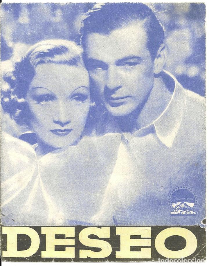 Cine: PTCC 022 DESEO PROGRAMA DOBLE PARAMOUNT azul GARY COOPER MARLENE DIETRICH B - Foto 1