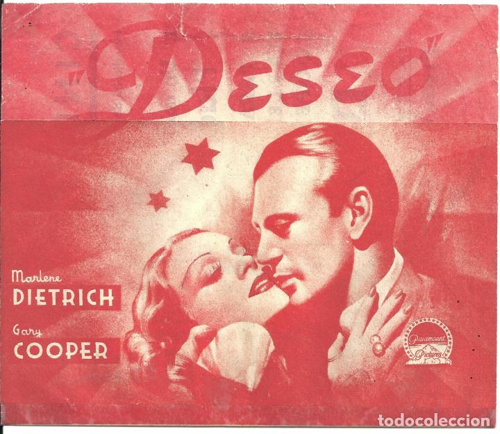 Cine: PTCC 022 DESEO PROGRAMA DOBLE PARAMOUNT rojo GARY COOPER MARLENE DIETRICH - Foto 1