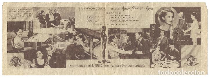 Cine: PTEB 017 LA DIVORCIADA PROGRAMA DOBLE MGM NORMA SHEARER ROBERT MONTGOMERY - Foto 2
