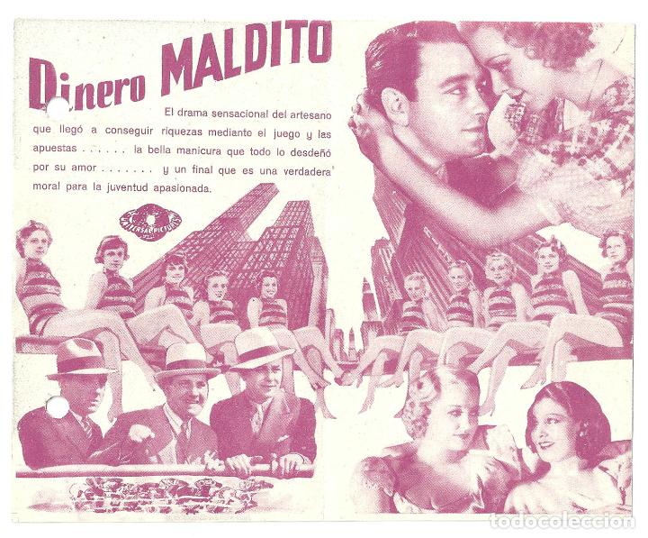 Cine: PTEB 024 DINERO MALDITO PROGRAMA DOBLE UNIVERSAL LEW AYRES GINGER ROGERS - Foto 2