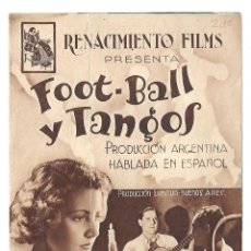 Cine: PTEB 026 FOOT BALL Y TANGOS PROGRAMA DOBLE RENACIMIENTO FILMS FUTBOL. Lote 135333366