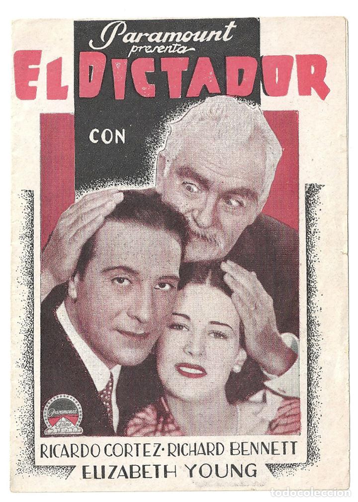 Cine: PTEB 028 EL DICTADOR PROGRAMA DOBLE PARAMOUNT RICARDO CORTEZ RICHARD BENNETT - Foto 1