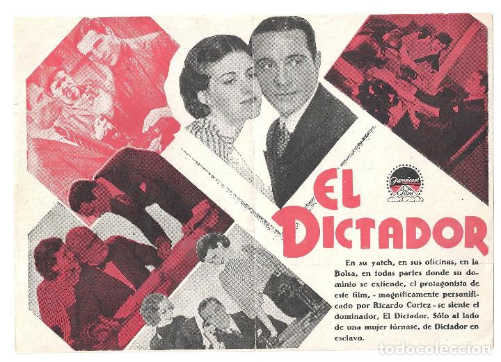 Cine: PTEB 028 EL DICTADOR PROGRAMA DOBLE PARAMOUNT RICARDO CORTEZ RICHARD BENNETT - Foto 2