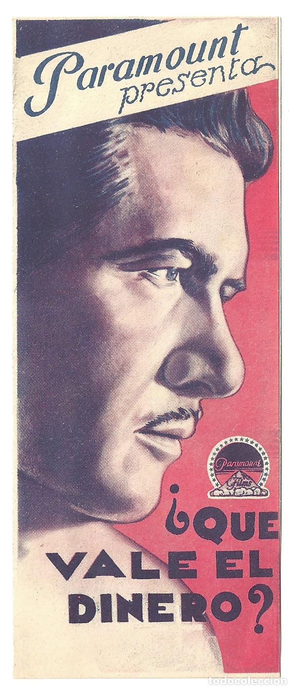 Cine: PTEB 028 QUE VALE EL DINERO PROGRAMA DOBLE PARAMOUNT GEORGE BANCROFT FRANCES DEE ROBERT AMES - Foto 1