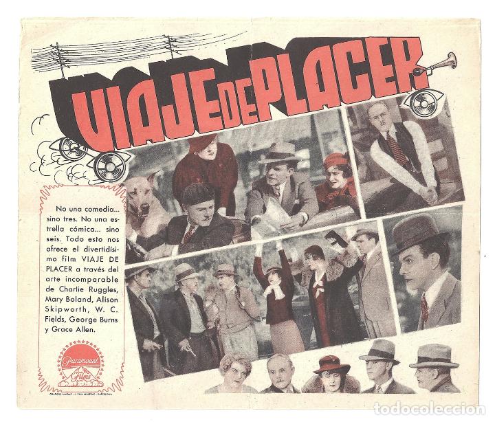 Cine: PTEB 028 VIAJE DE PLACER PROGRAMA DOBLE PARAMOUNT CHARLES RUGGLES GEORGE BURNS WC FIELDS - Foto 2