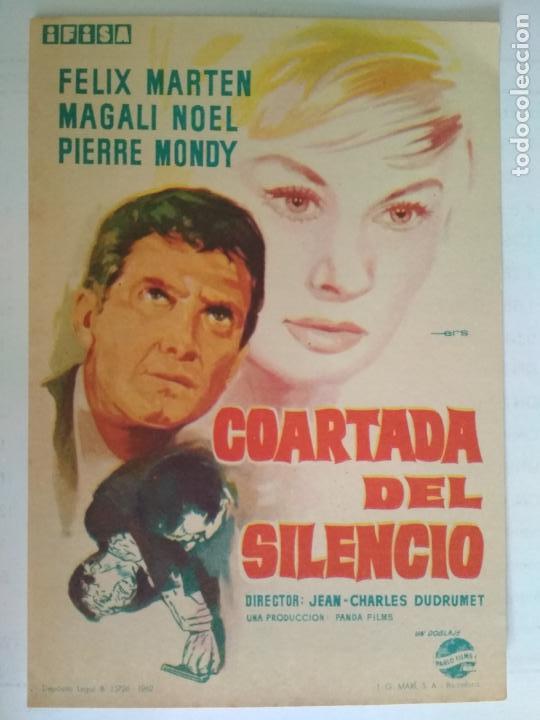 Cine: FOLLETO DE CINE, COARTADA DEL SILENCIO, ORIGINAL, SIN PUBLICIDAD