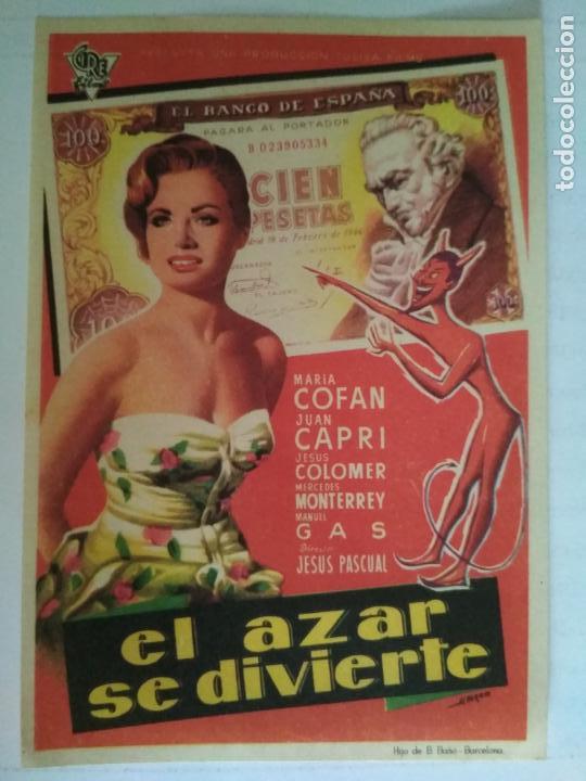Cine: FOLLETO DE CINE, EL AZAR SE DIVIERTE , ORIGINAL, SIN PUBLICIDAD