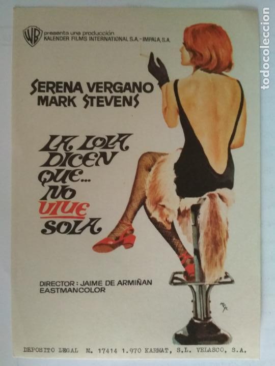 Cinema: FOLLETO DE CINE, LA LOLA DICEN QUE NO VIVE SOLA , ORIGINAL, SIN PUBLICIDAD