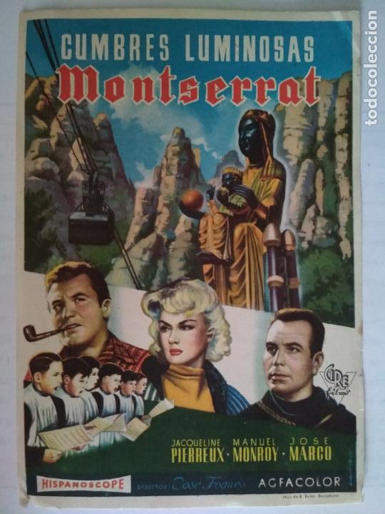Cinema: FOLLETO DE CINE, CUMBRES LUMINOSAS - MONTSERRAT , ORIGINAL, SIN PUBLICIDAD
