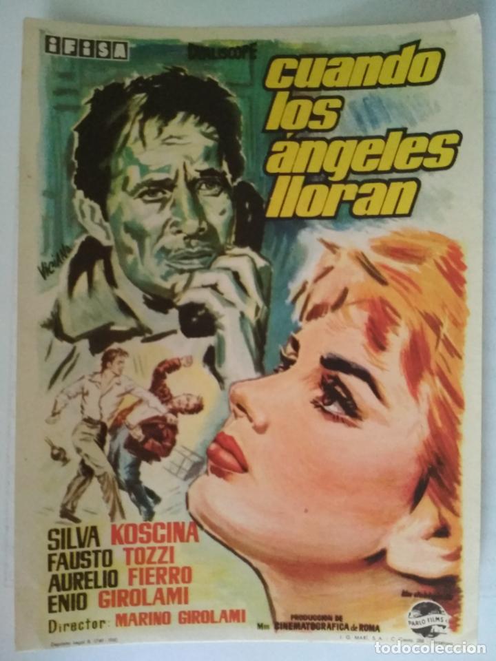 Cinema: FOLLETO DE CINE, CUANDO LOS ANGELES LLORAN , ORIGINAL, SIN PUBLICIDAD