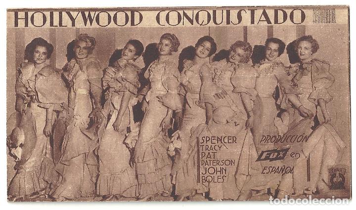 Cine: PTEB 034 HOLLYWOOD CONQUISTADO PROGRAMA TARJETA FOX SPENCER TRACY JOHN BOLES D - Foto 1