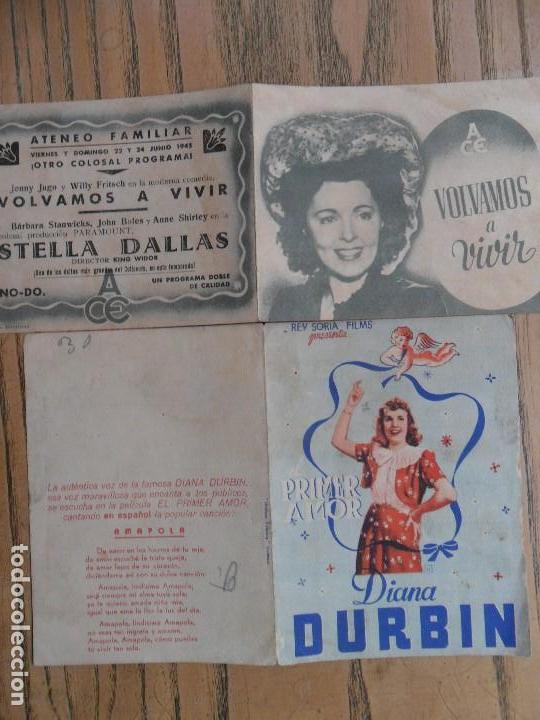 Cinema: Dos folletos dobles; Volvamos a vivir y El primer amor. A&ntilde;os 40