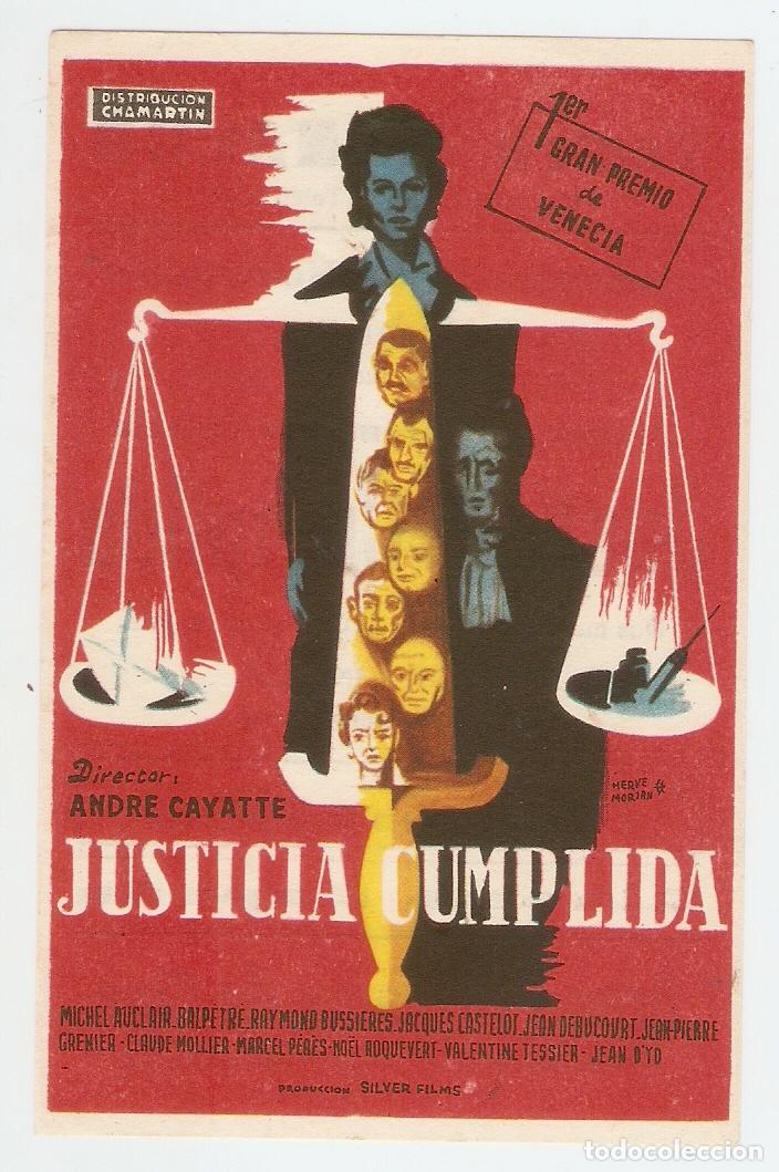 Cinema: JUSTICIA CUMPLIDA - MICHEL AUCLAIR, BALPETRE, JEAN DEBUCOURT - TEATRO MENACHO Y CINE ESPA&Ntilde;A
